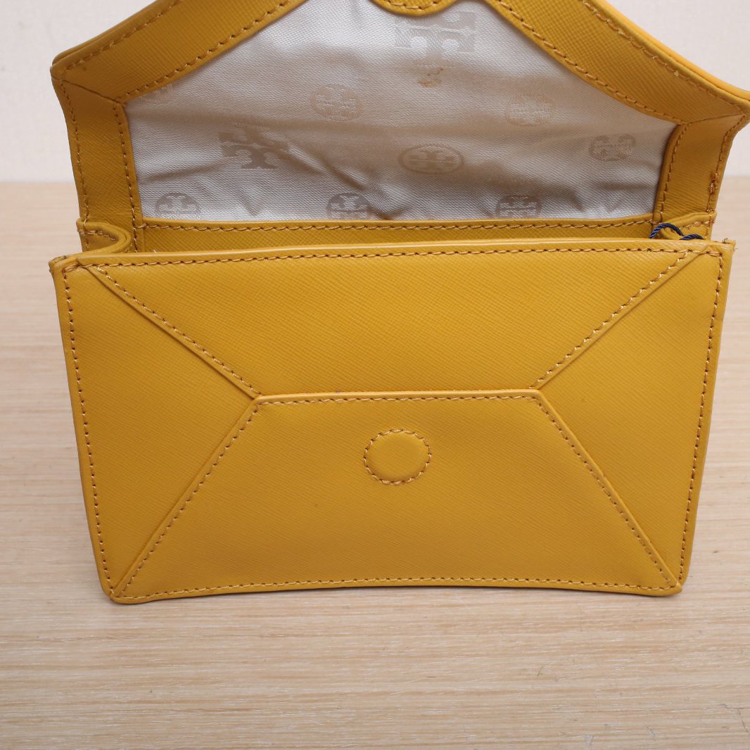 *Tory Burch Ginger Leather C Gold Hardware Envelope Bag Chain Crossbody Bag-Hana Vintage