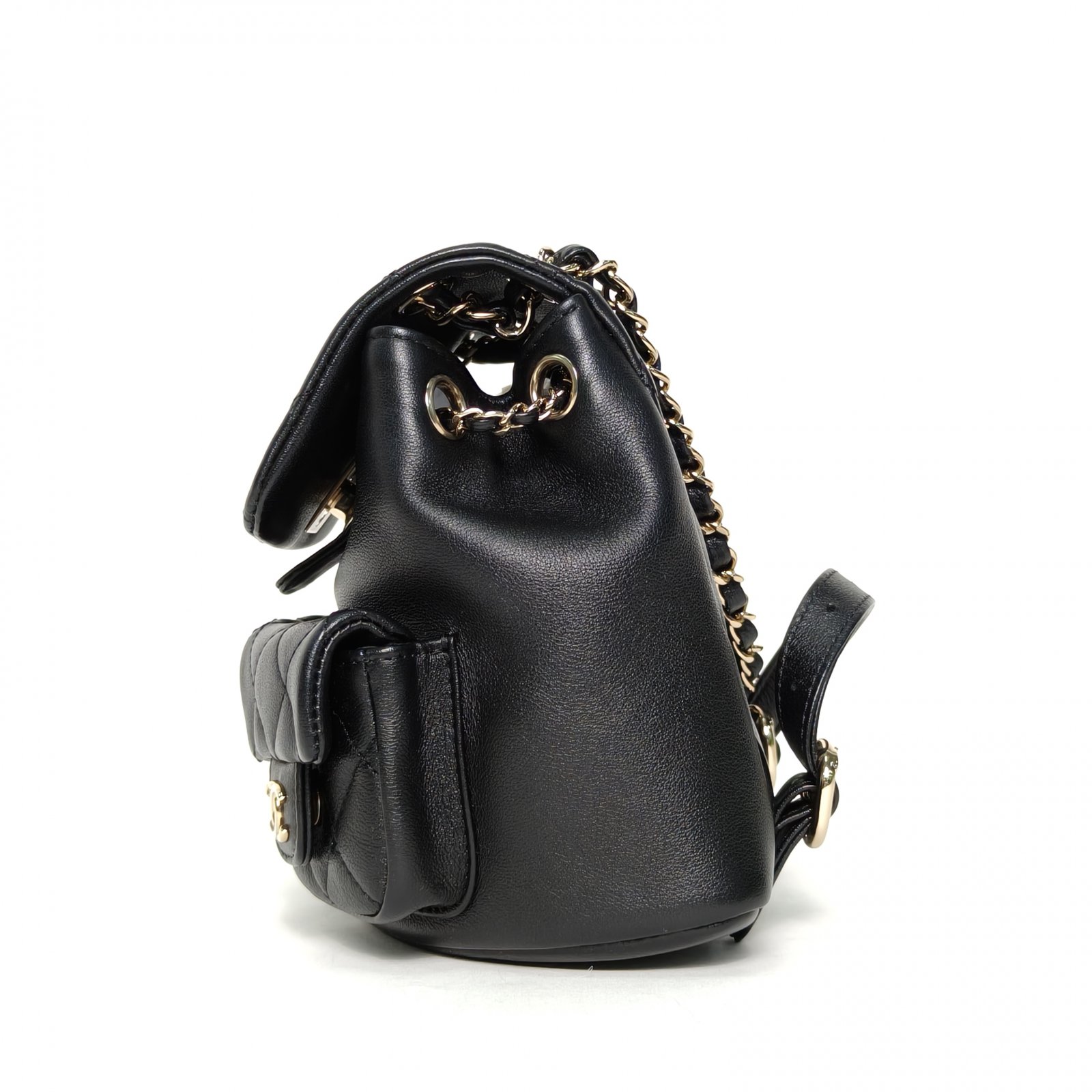 *CHANEL 23A Duma Drawstring Flap Backpack Double Pocket Small 18cm-Hana Vintage