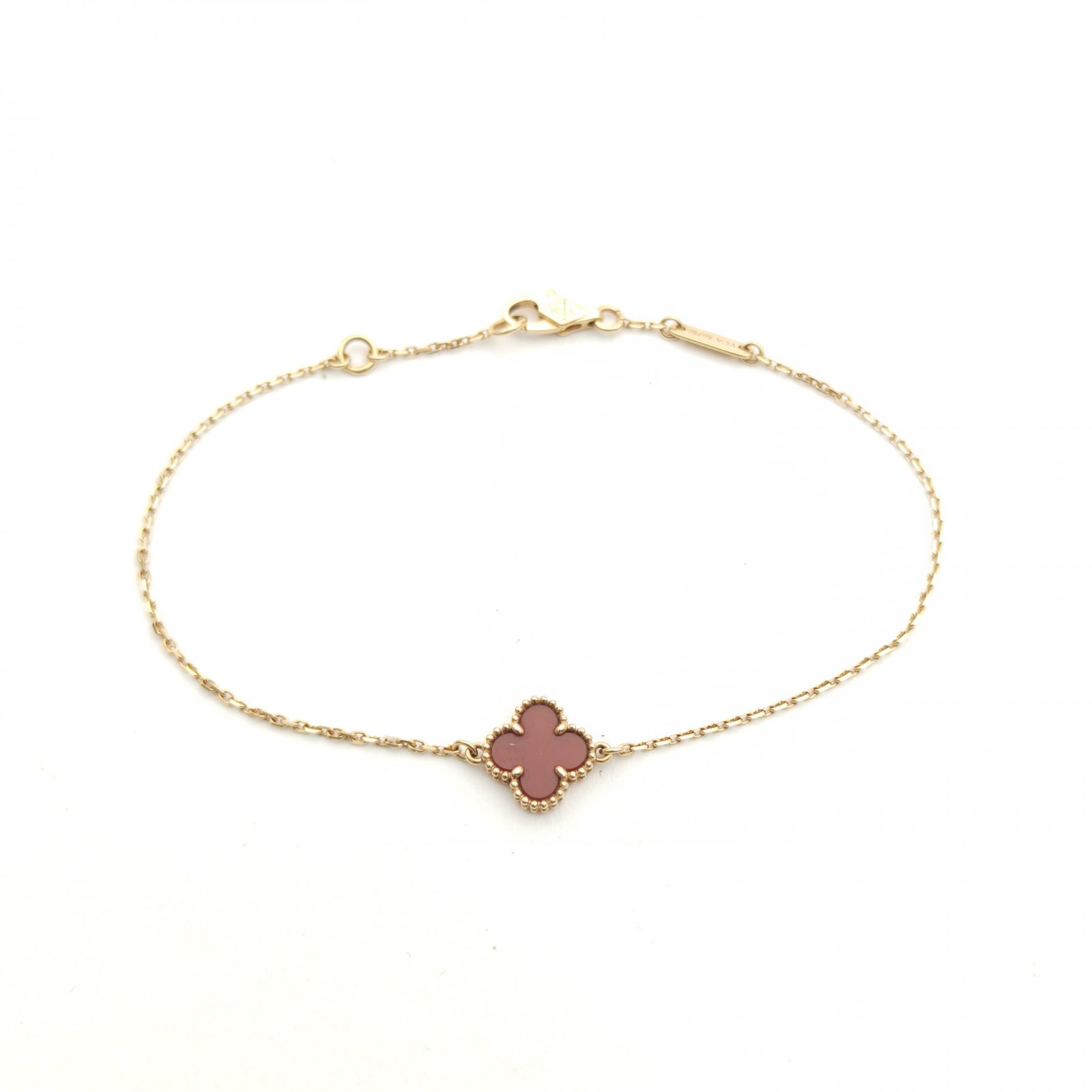 VAN CLEEF&ARPELS Sweet Alhambra Small Single Flower Bracelet New Clasp 18K Rose Gold,Carnelian-Hana Vintage