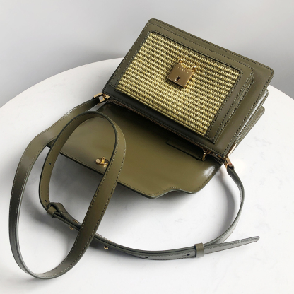 Marni Woven Accordion Bag, Olive Green