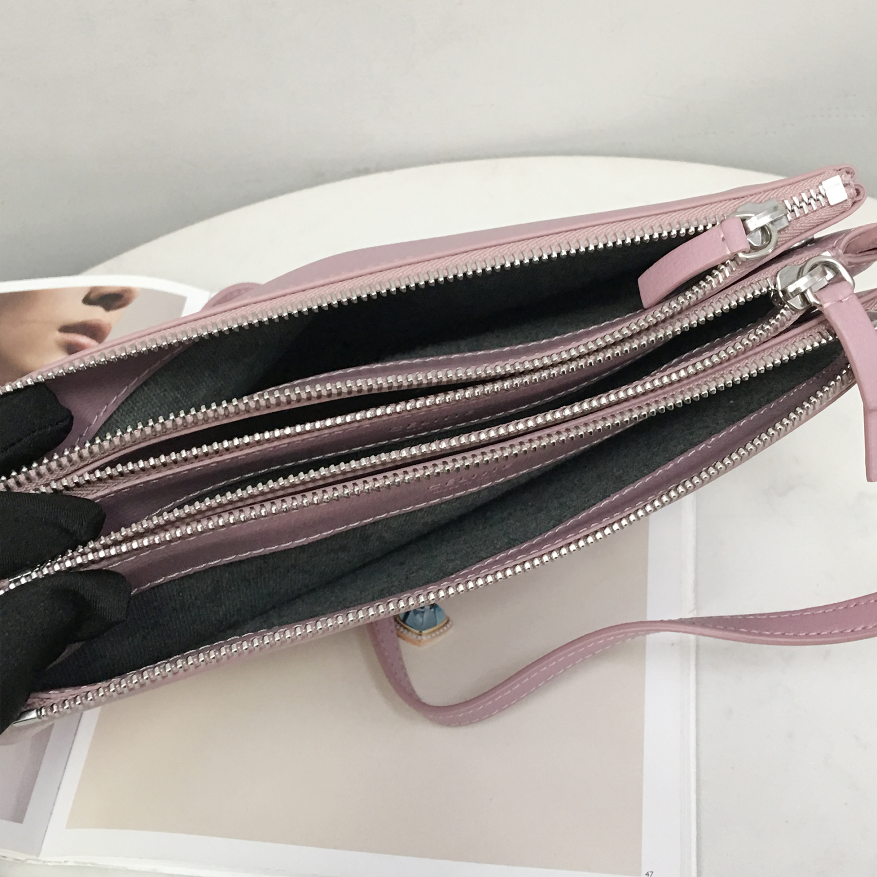 Celine Large Tri-Fold Bag in Rose Pink Woodgrain