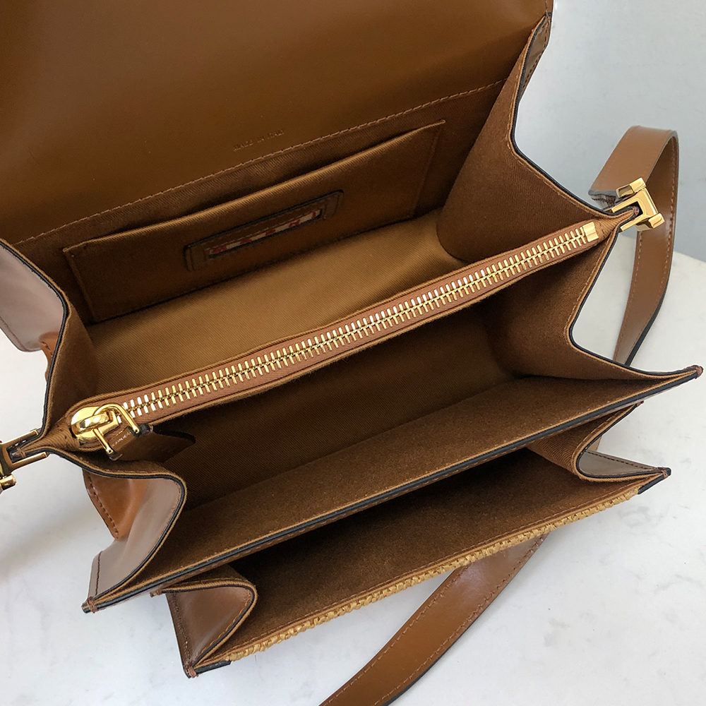 Marni Woven Accordion Bag, Brown