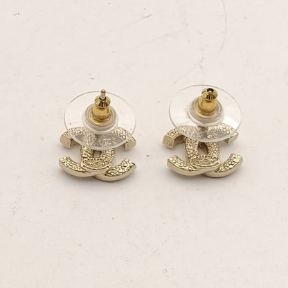 CHANEL Double C logo Rhinestone Earrings mini Alloy