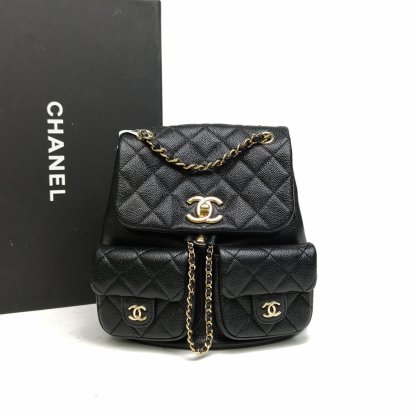 *CHANEL 23P Duma Drawstring Flap Backpack with Two Pockets, Medium Size, 21cm-Hana Vintage