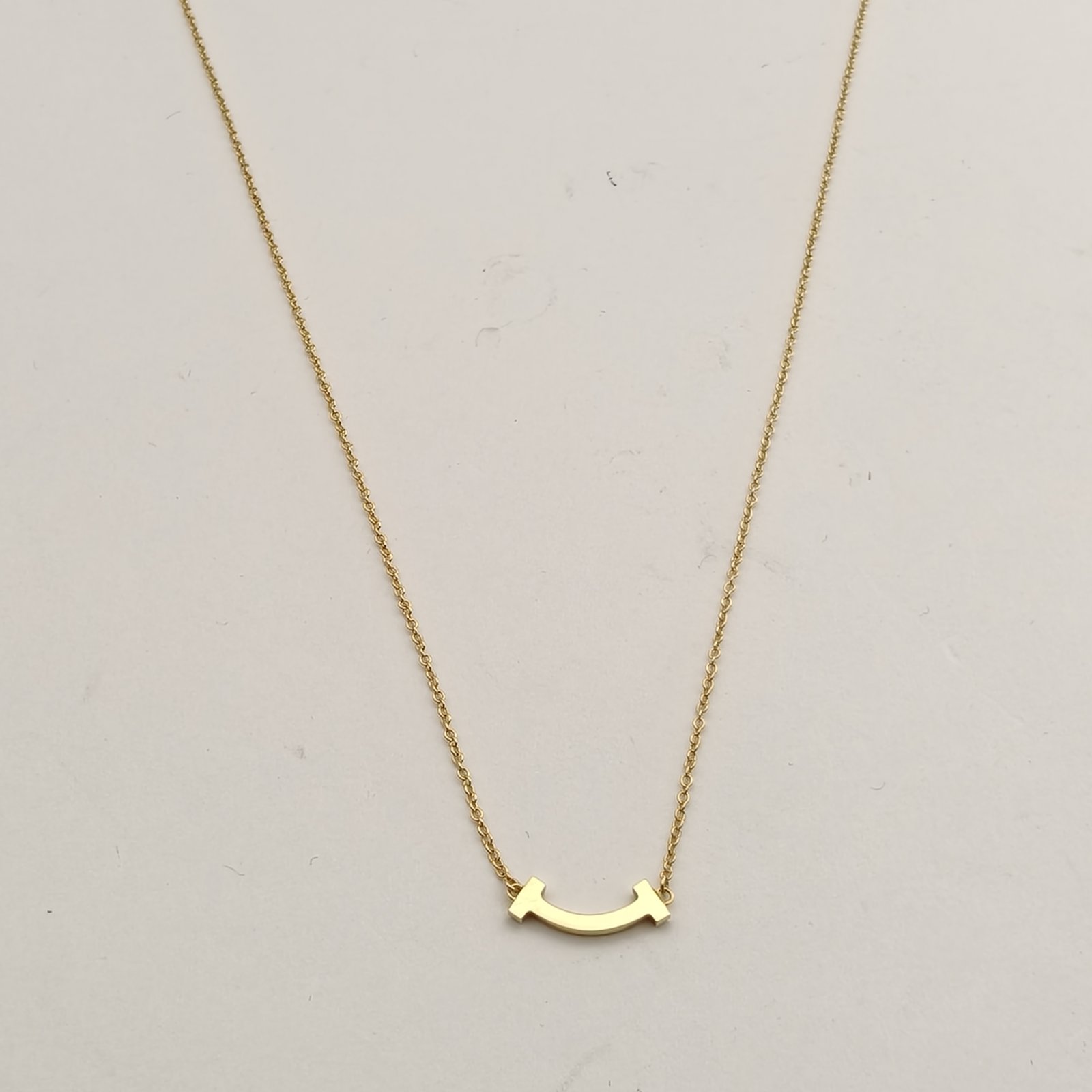 TIFFANY&CO Tiffany T Smile Necklace mini Pavé Diamonds 18K Gold,Diamond-Hana Vintage