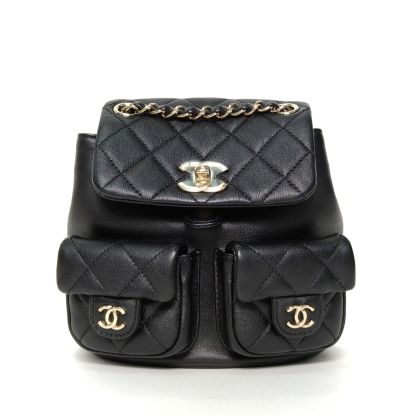 *CHANEL 23A Duma Drawstring Flap Backpack Double Pocket Small 18cm-Hana Vintage