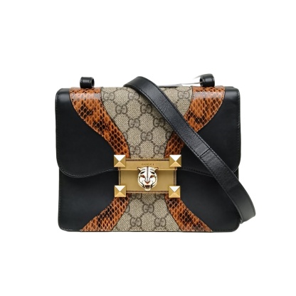 GUCCIバック GUCCI Color Block Snake Skin Canvas Enamel Hardware Monogram with