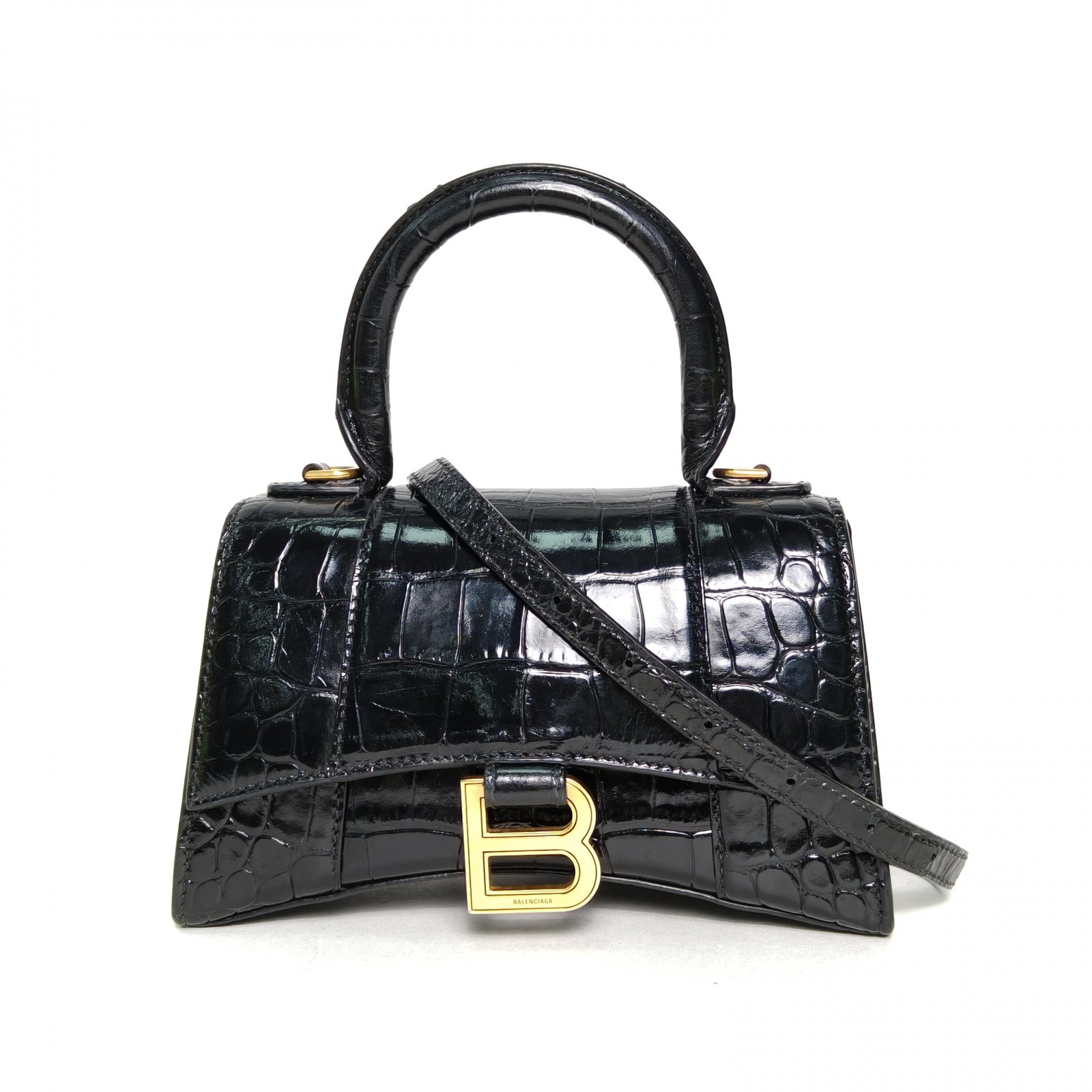 *BALENCIAGA Hourglass XS size Crocodile Embossed-Hana Vintage