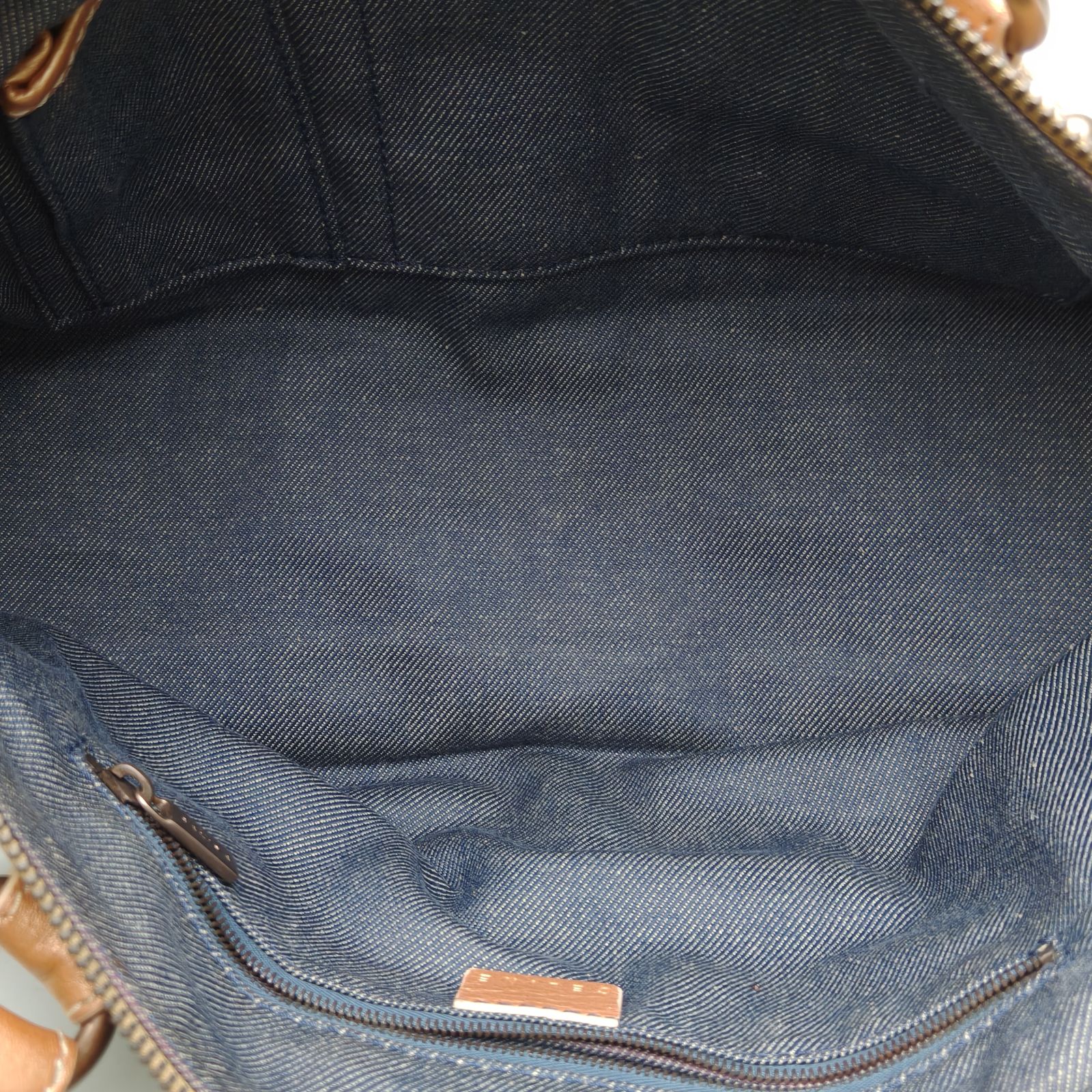 CELINE Brown Canvas Vintage Gold Thread Handbag-Hana Vintage