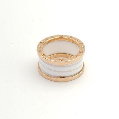 BVLGARI B.ZERO1 Coil Ring 18K Rose Gold,White Ceramic-Hana Vintage