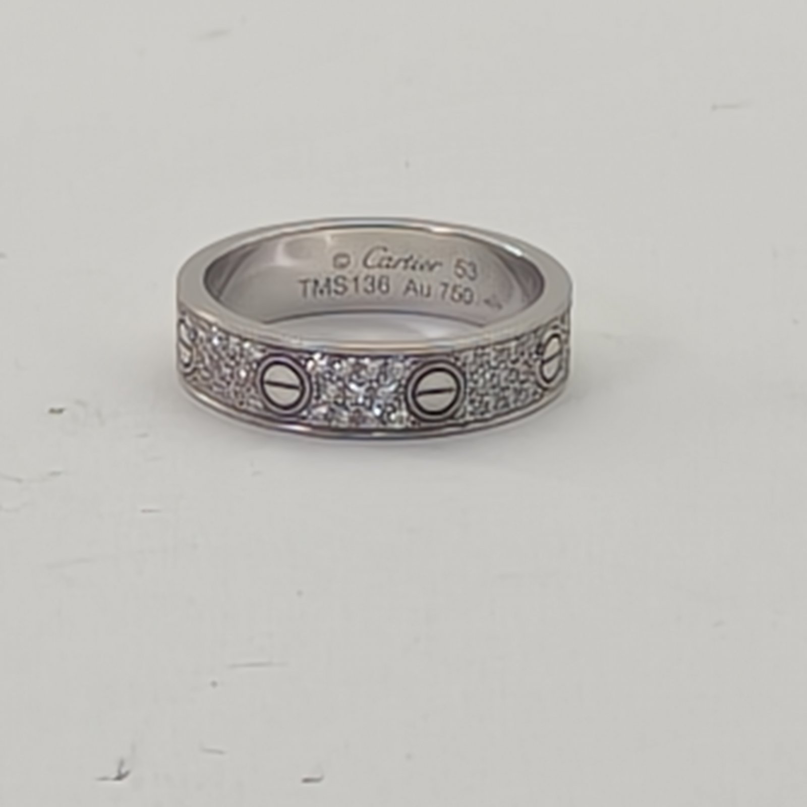CARTIER LOVE 18K Gold Full Diamond Three-Row Diamond Wide Ring 18K White Gold,Diamond-Hana Vintage