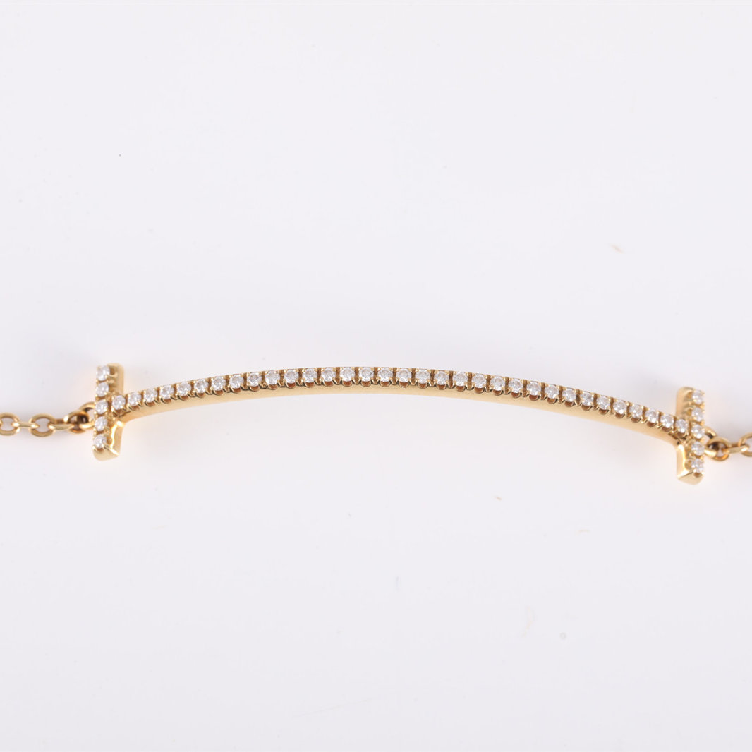TIFFANY&CO Tiffany T Smile Bracelet 18K Gold,Diamond-Hana Vintage