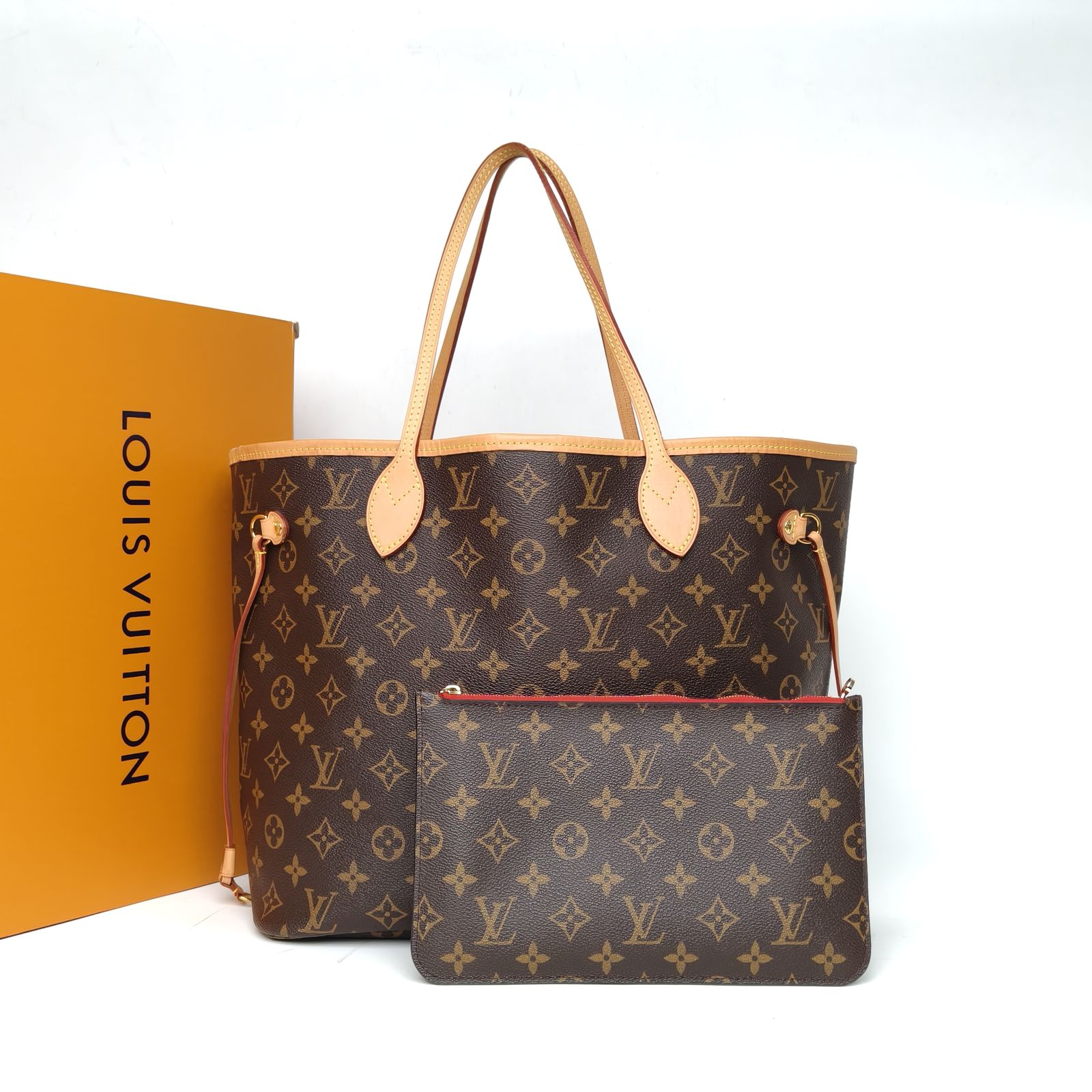 *LOUIS VUITTON Neverfull Medium 31 with Detachable Pouch and Red Lining-Hana Vintage