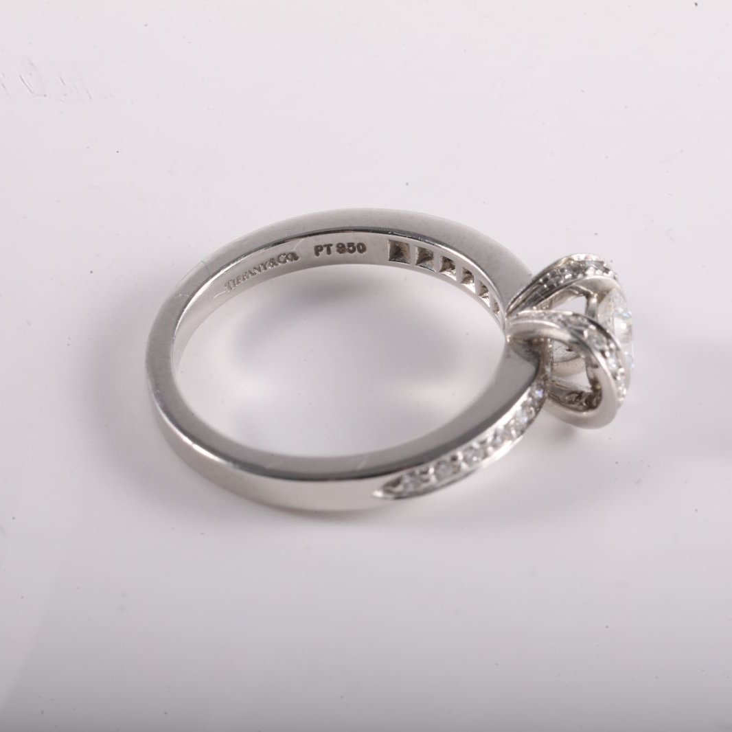TIFFANY&CO Ribbon Diamond Ring 0.46ct 50 Platinum 950,Diamond-Hana Vintage