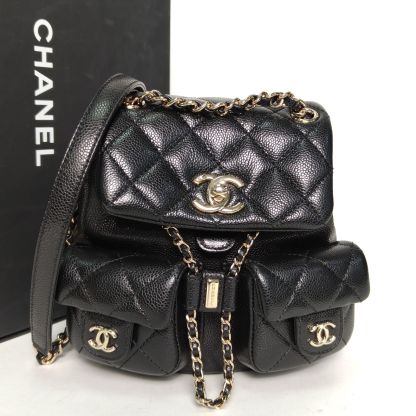 *CHANEL Duma Drawstring Flap Backpack Double Pocket Small 18cm-Hana Vintage