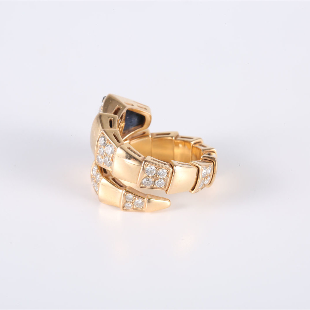 BVLGARI Rose Gold SERPENTI Snake Ring with Diamonds 18K 18K Rose Gold,Diamond-Hana Vintage