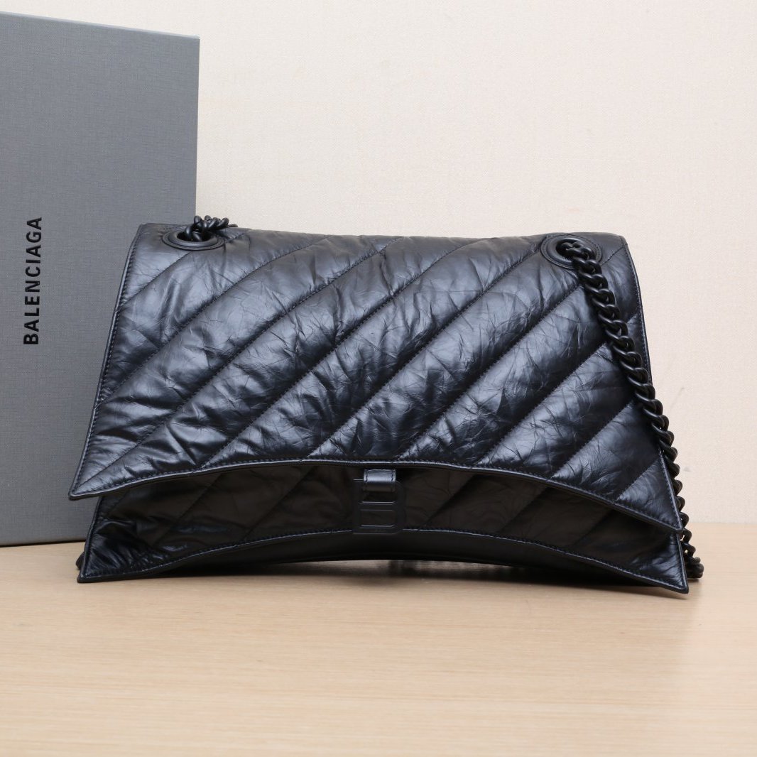 *BALENCIAGA CRUSH Hourglass Quilted Chain Bag, Large Size-Hana Vintage
