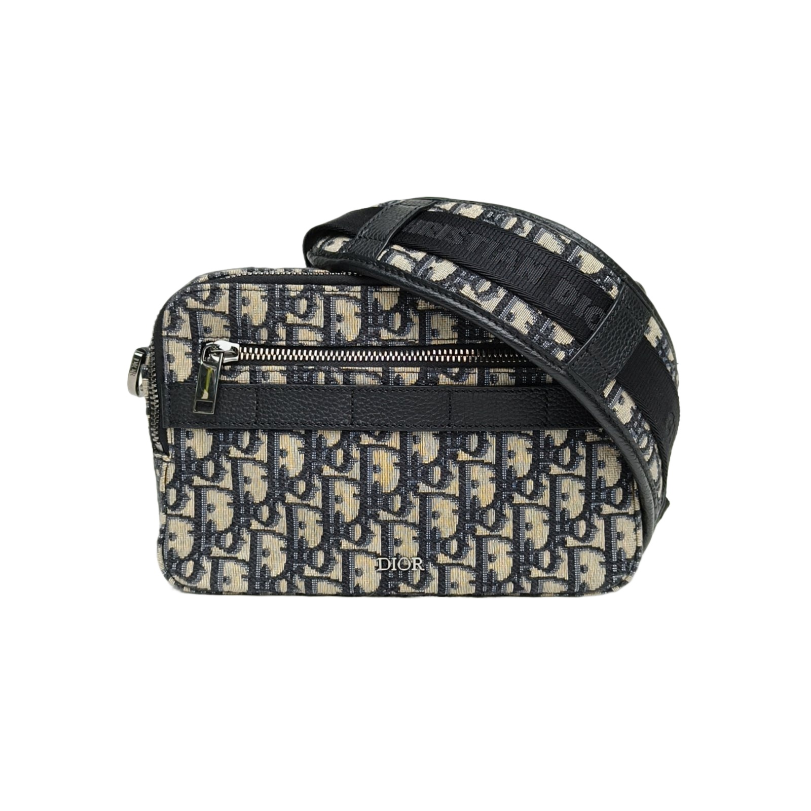 DIOR Ink Blue Canvas Sliver Hardware 2021 Safari Camera Bag 22cm-Hana Vintage