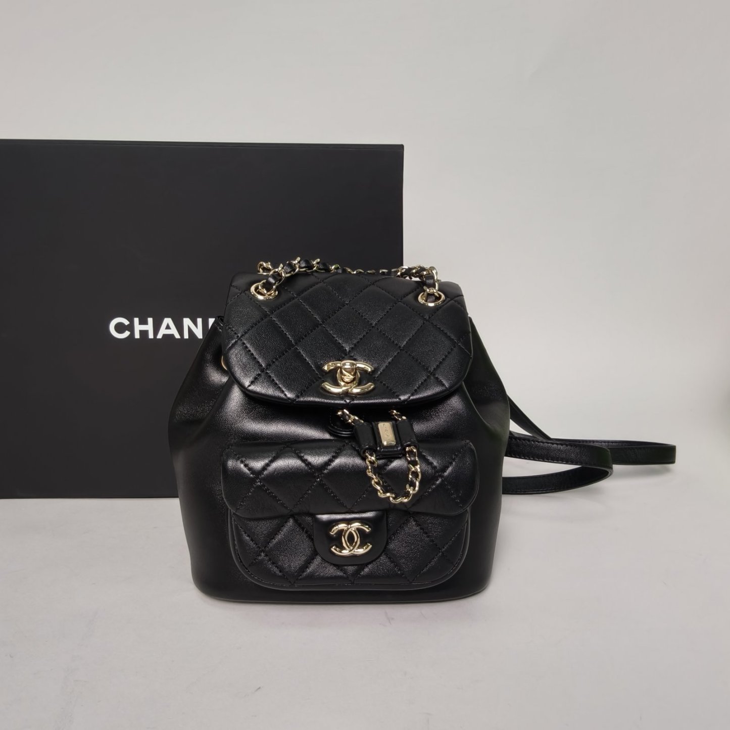 *CHANEL Duma Drawstring Flap Backpack, Single Pocket, Small Size, 18cm-Hana Vintage