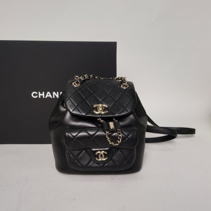 *CHANEL Duma Drawstring Flap Backpack, Single Pocket, Small Size, 18cm-Hana Vintage