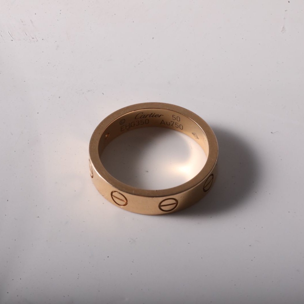 CARTIER LOVE 18K Gold Single Diamond Narrow Ring 18K Rose Gold,Diamond-Hana Vintage