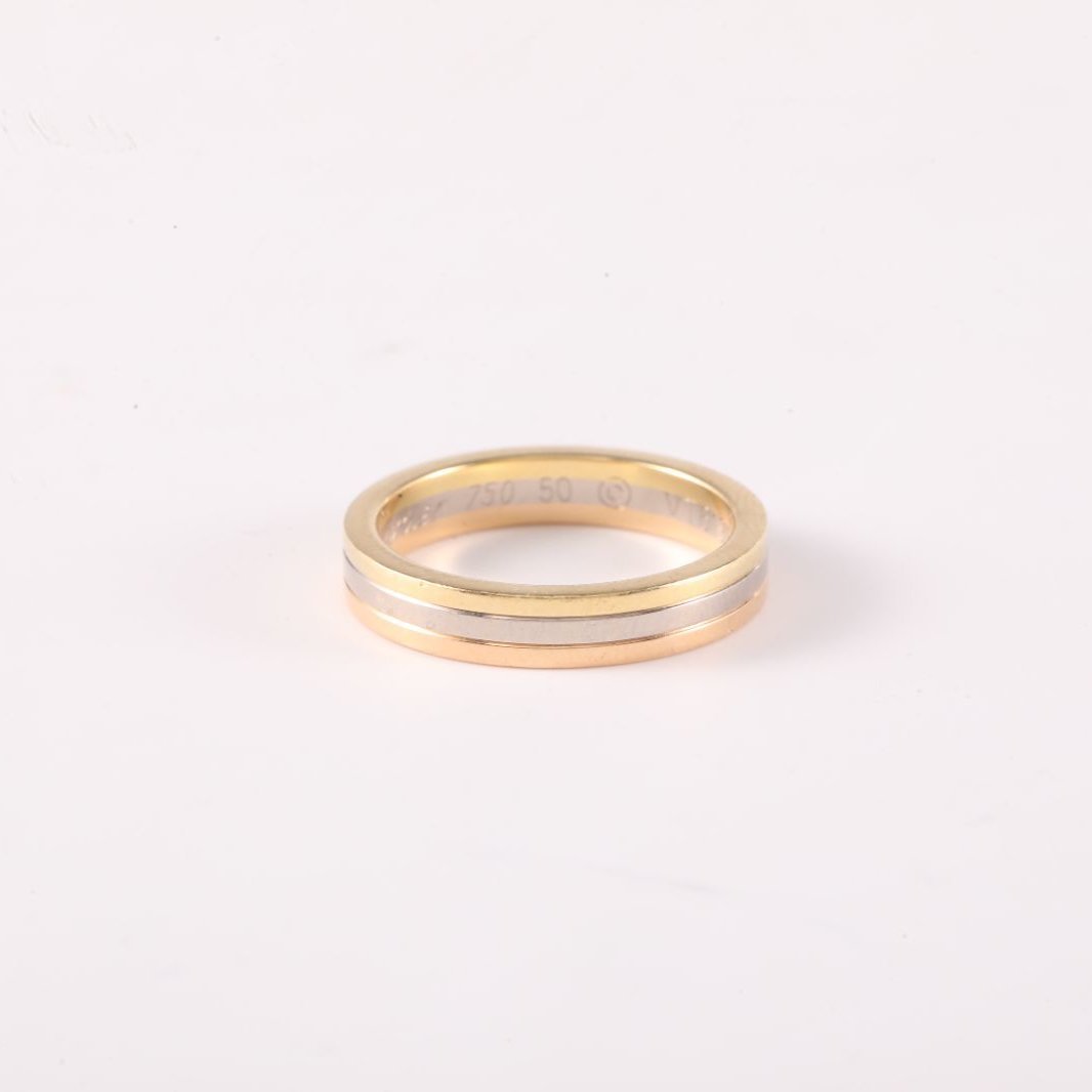 CARTIER Vendome Tricolor Gold Ring 50 18K Gold,18K White Gold,18K Rose Gold-Hana Vintage