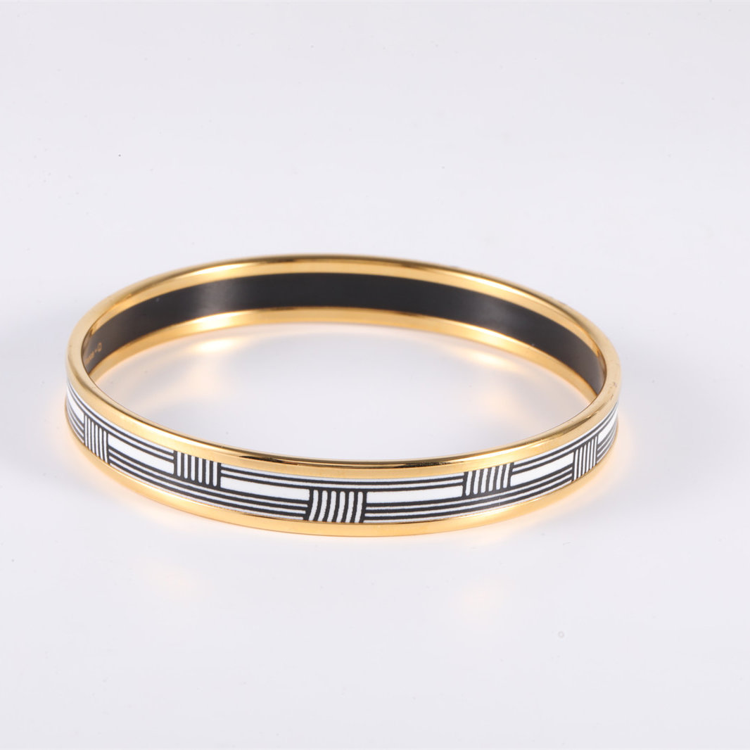 HERMES Enamel Narrow Bracelet Alloy-Hana Vintage