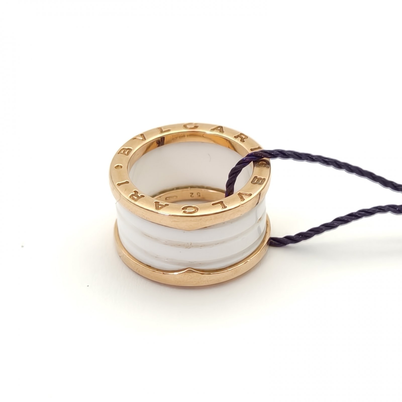 BVLGARI B.ZERO1 Coil Ring 18K Rose Gold,White Ceramic-Hana Vintage