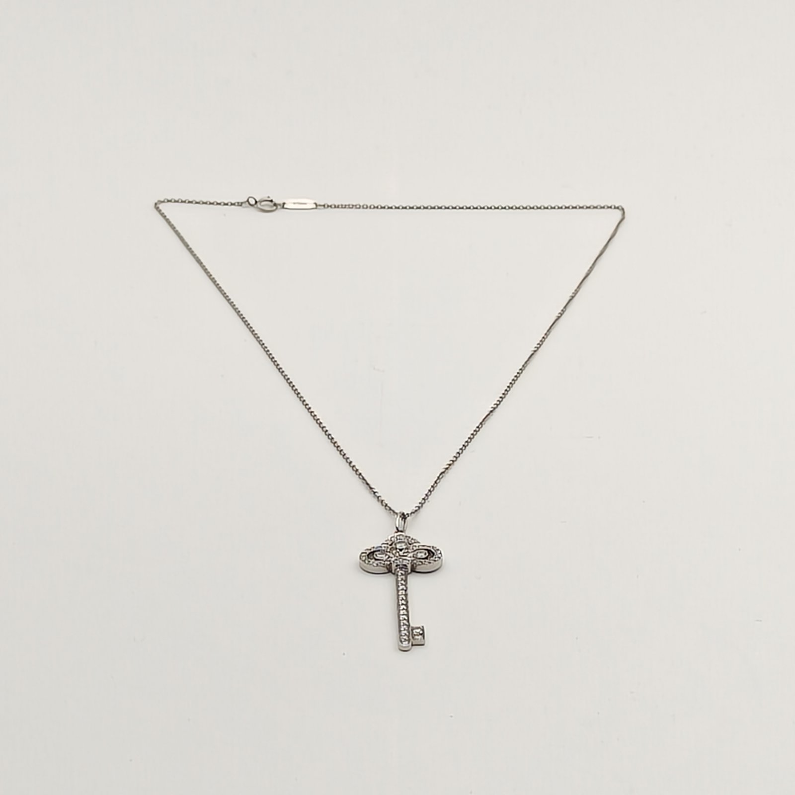 TIFFANY&CO Tiffany Keys Fleur de Lis Medium 3.8cm Diamond Stud Earring Platinum 950,Diamond-Hana Vintage