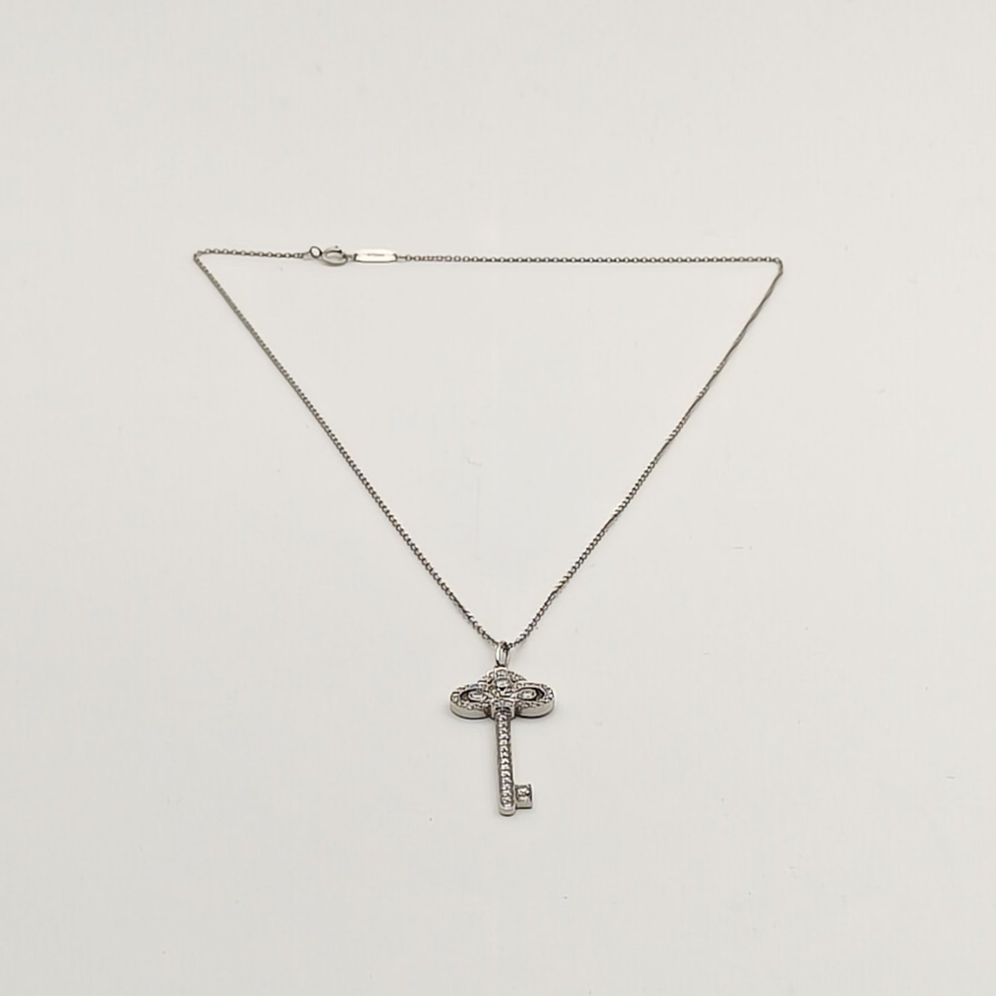 TIFFANY&CO Tiffany Keys Fleur de Lis Medium 3.8cm Diamond Stud Earring Platinum 950,Diamond-Hana Vintage