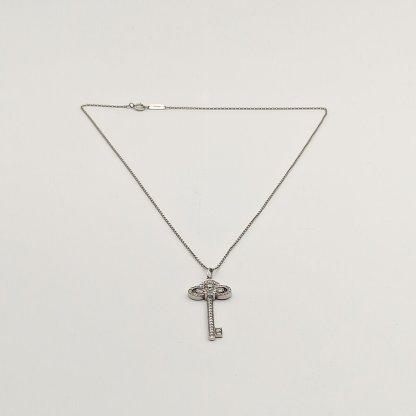 TIFFANY&CO Tiffany Keys Fleur de Lis Medium 3.8cm Diamond Stud Earring Platinum 950,Diamond-Hana Vintage