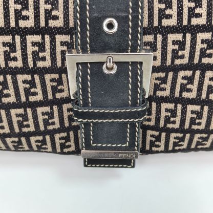*FENDI Monogram Canvas Sliver Hardware Vintage FF logo Tote Bag-Hana Vintage
