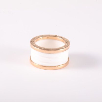 BVLGARI B.ZERO1 Coil Ring 18K Rose Gold,White Ceramic-Hana Vintage
