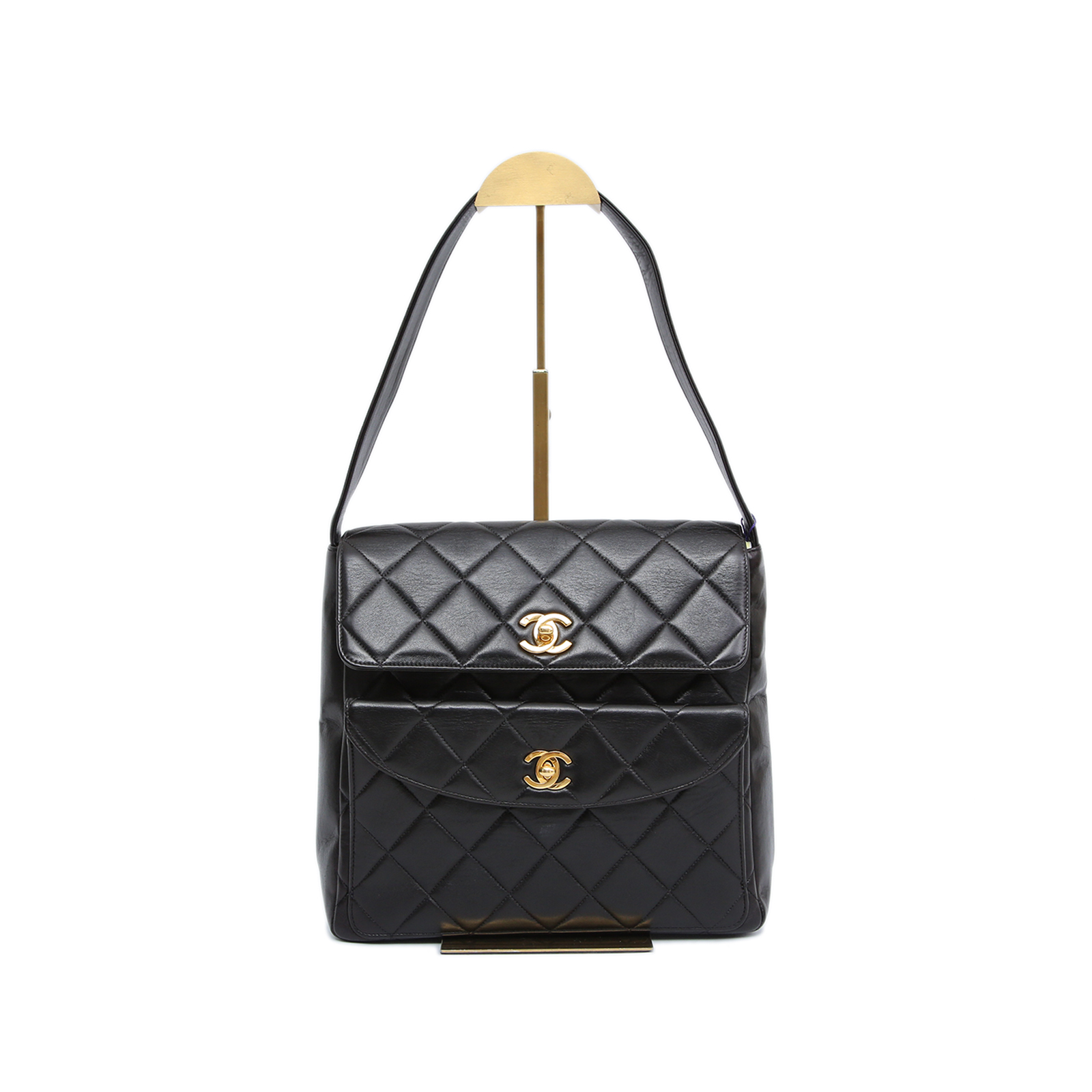*CHANEL Vintage Black and Gold Goatskin Duma Shoulder Bag-Hana Vintage