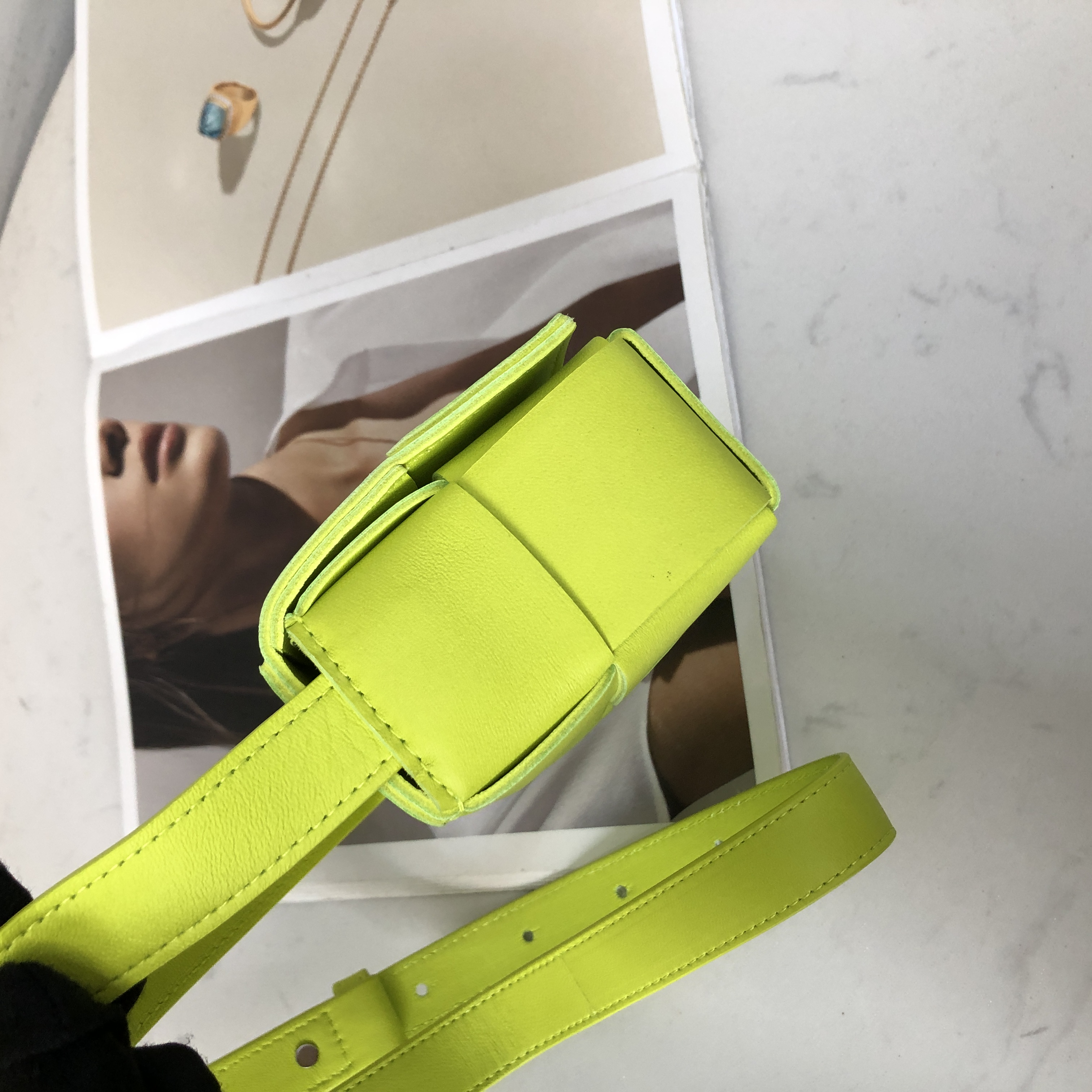 Bottega Veneta Mini Intrecciato Crossbody Bag in Lemon Kiwi