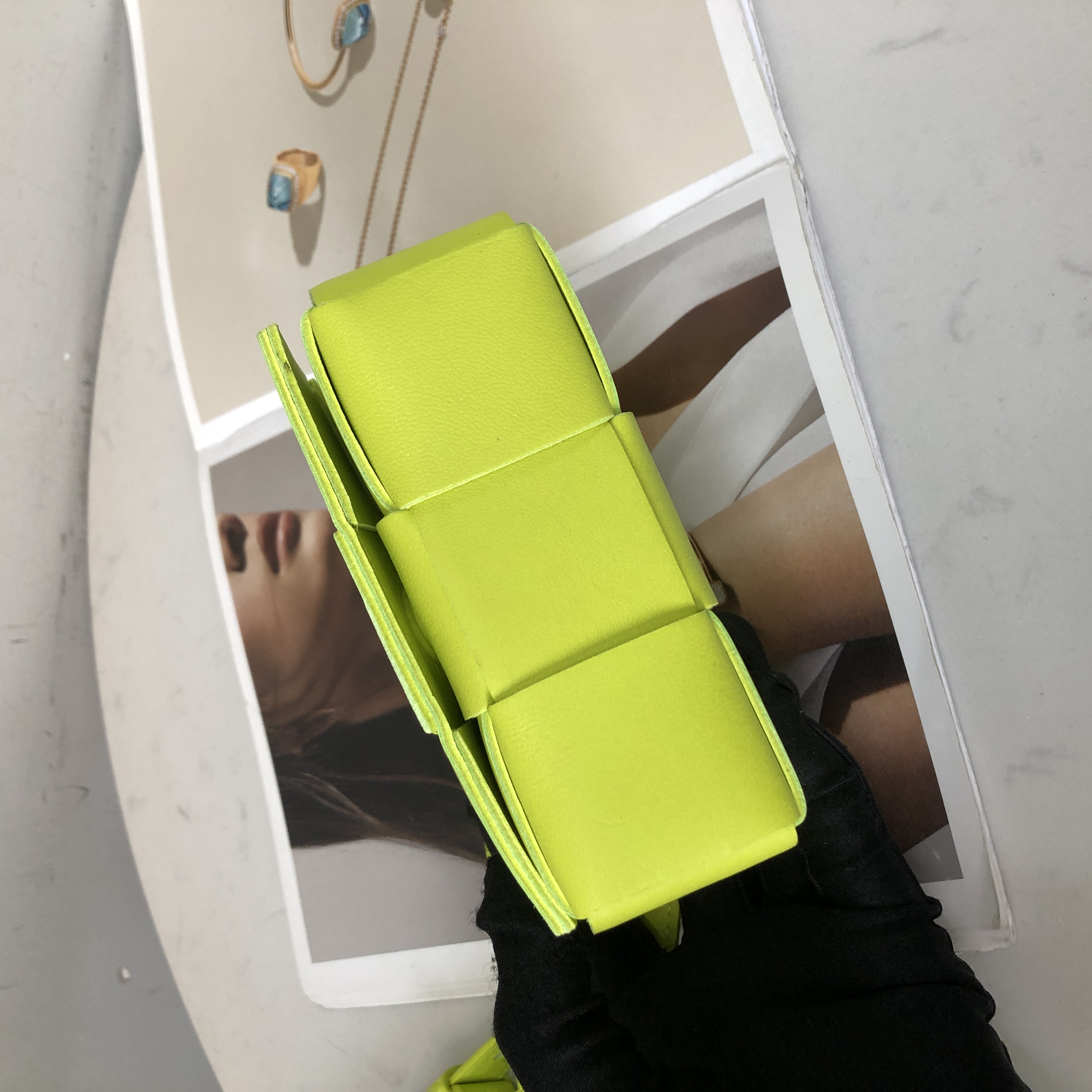 Bottega Veneta Mini Intrecciato Crossbody Bag in Lemon Kiwi