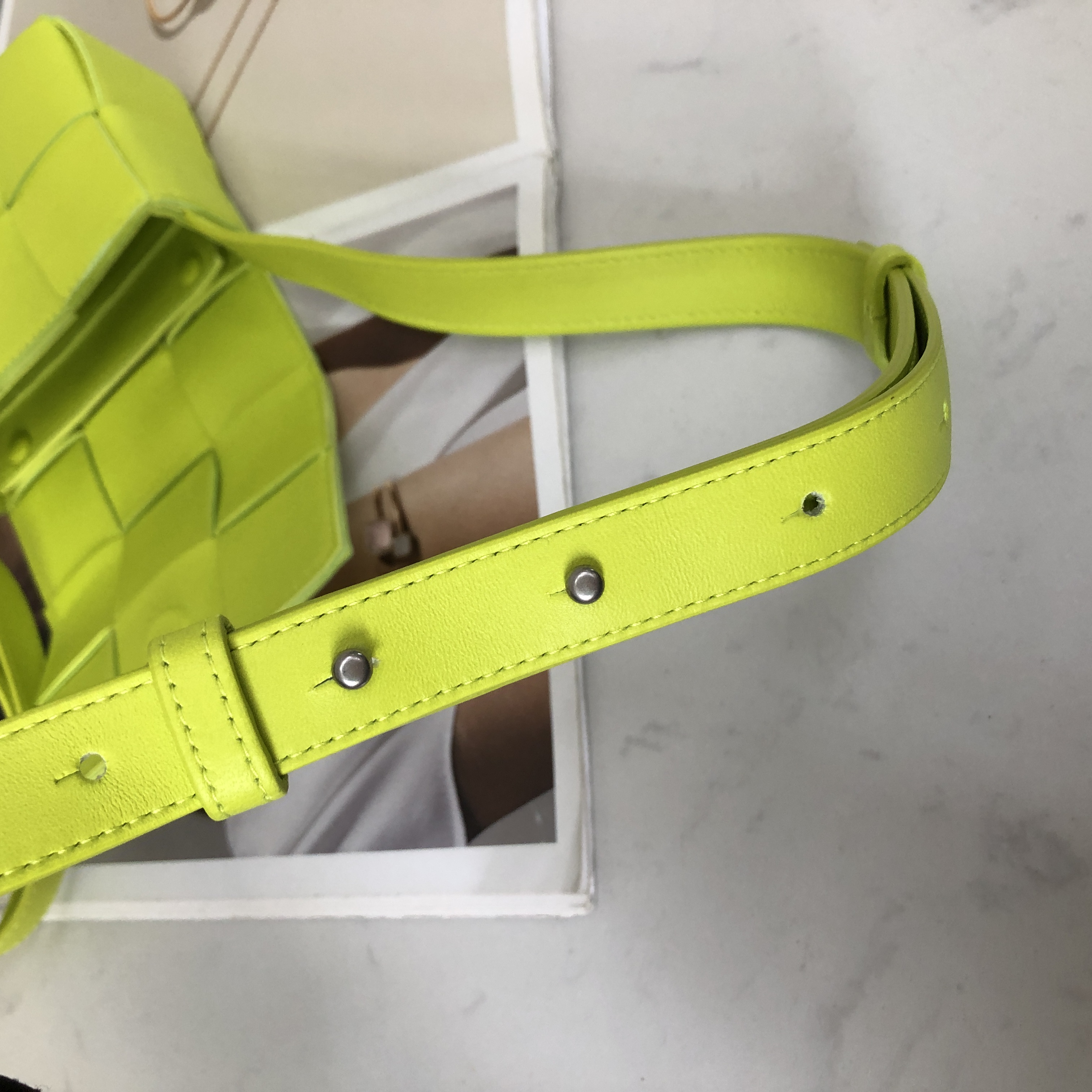 Bottega Veneta Mini Intrecciato Crossbody Bag in Lemon Kiwi