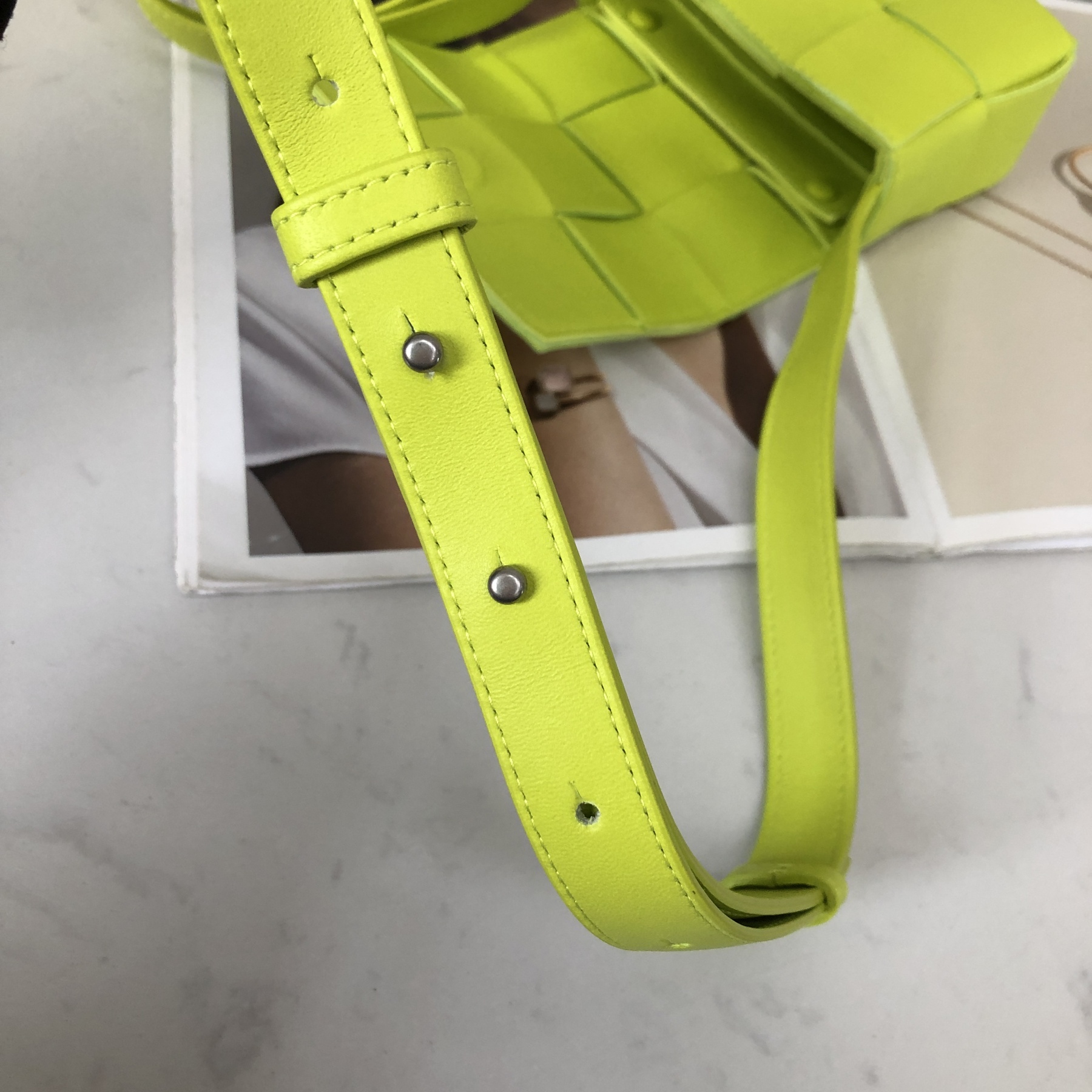 Bottega Veneta Mini Intrecciato Crossbody Bag in Lemon Kiwi