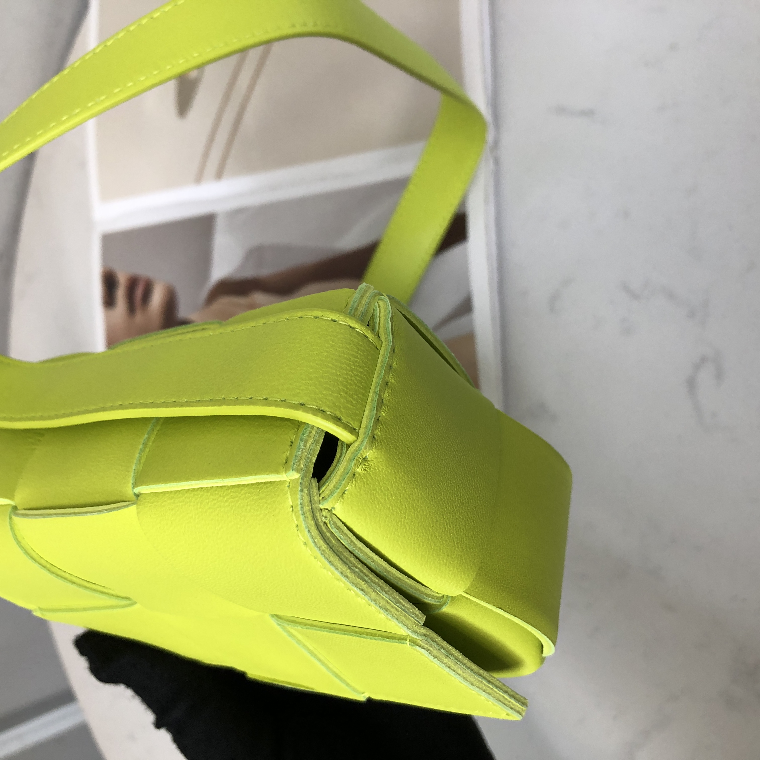 Bottega Veneta Mini Intrecciato Crossbody Bag in Lemon Kiwi