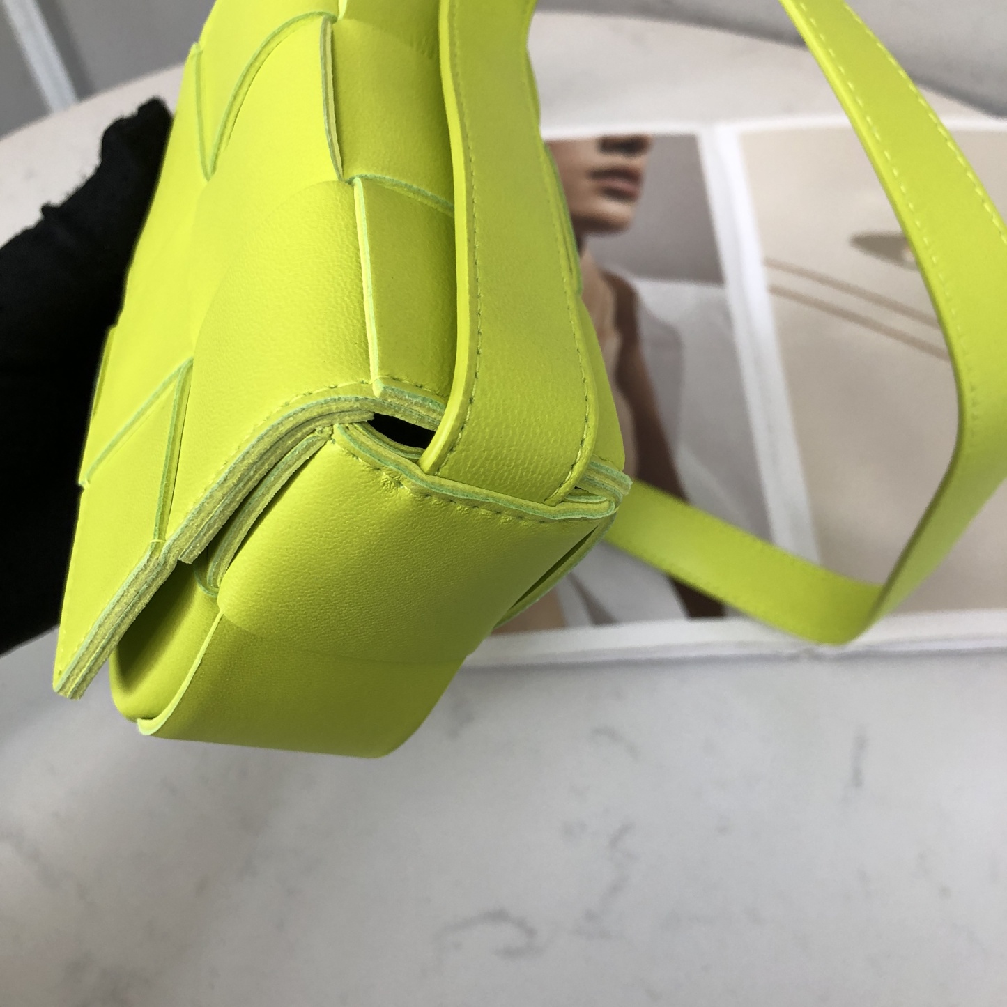 Bottega Veneta Mini Intrecciato Crossbody Bag in Lemon Kiwi