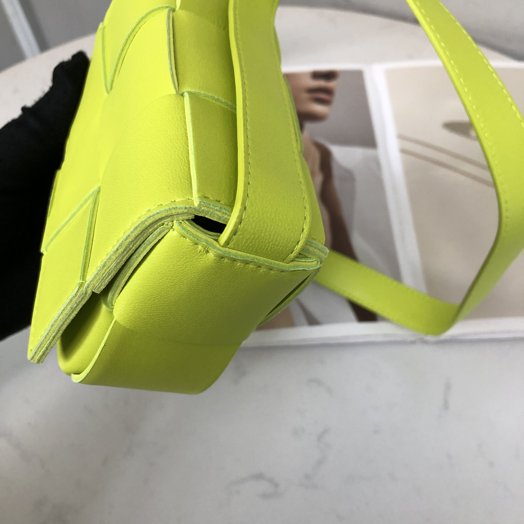 Bottega Veneta Mini Intrecciato Crossbody Bag in Lemon Kiwi