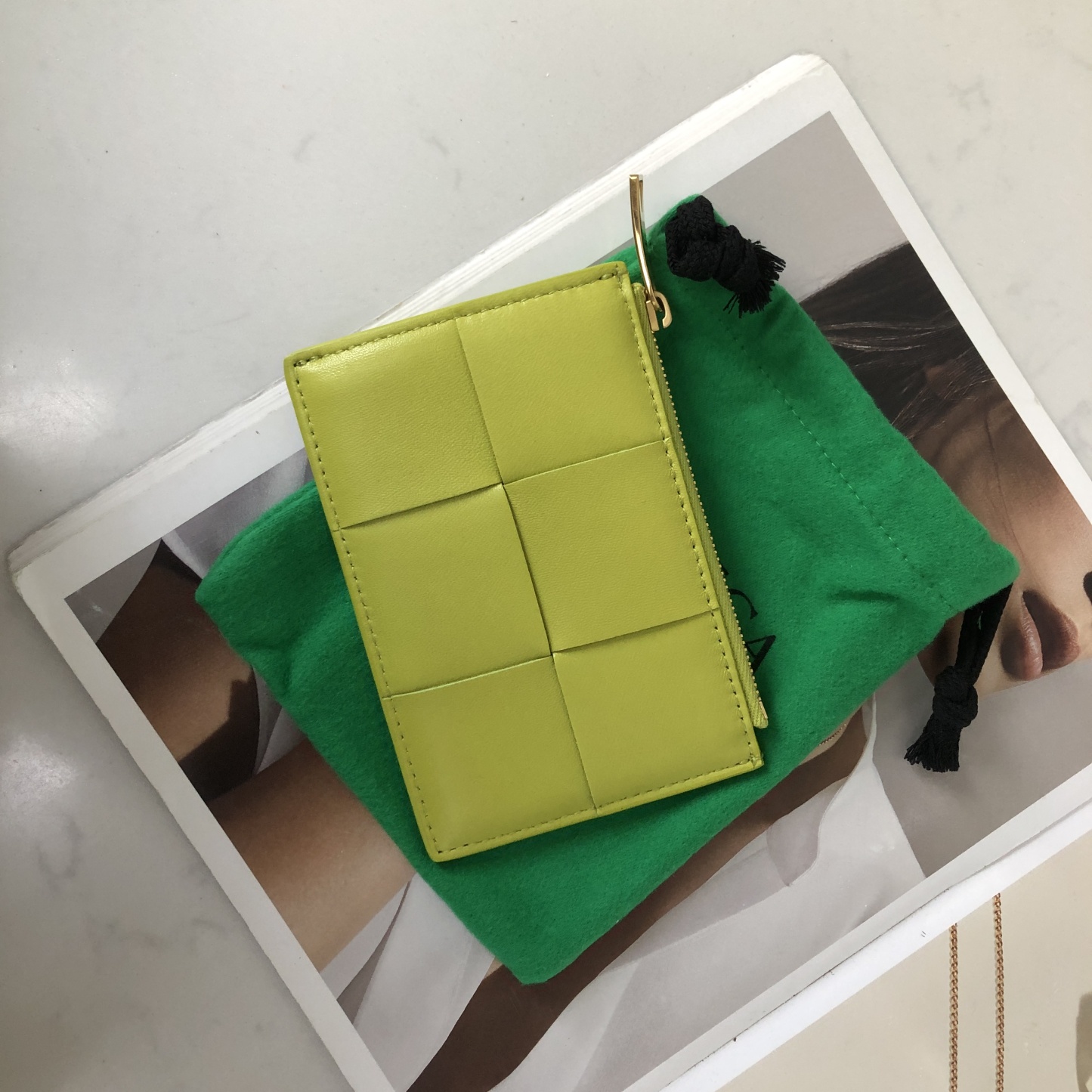Bottega Veneta Card Case in Kiwi