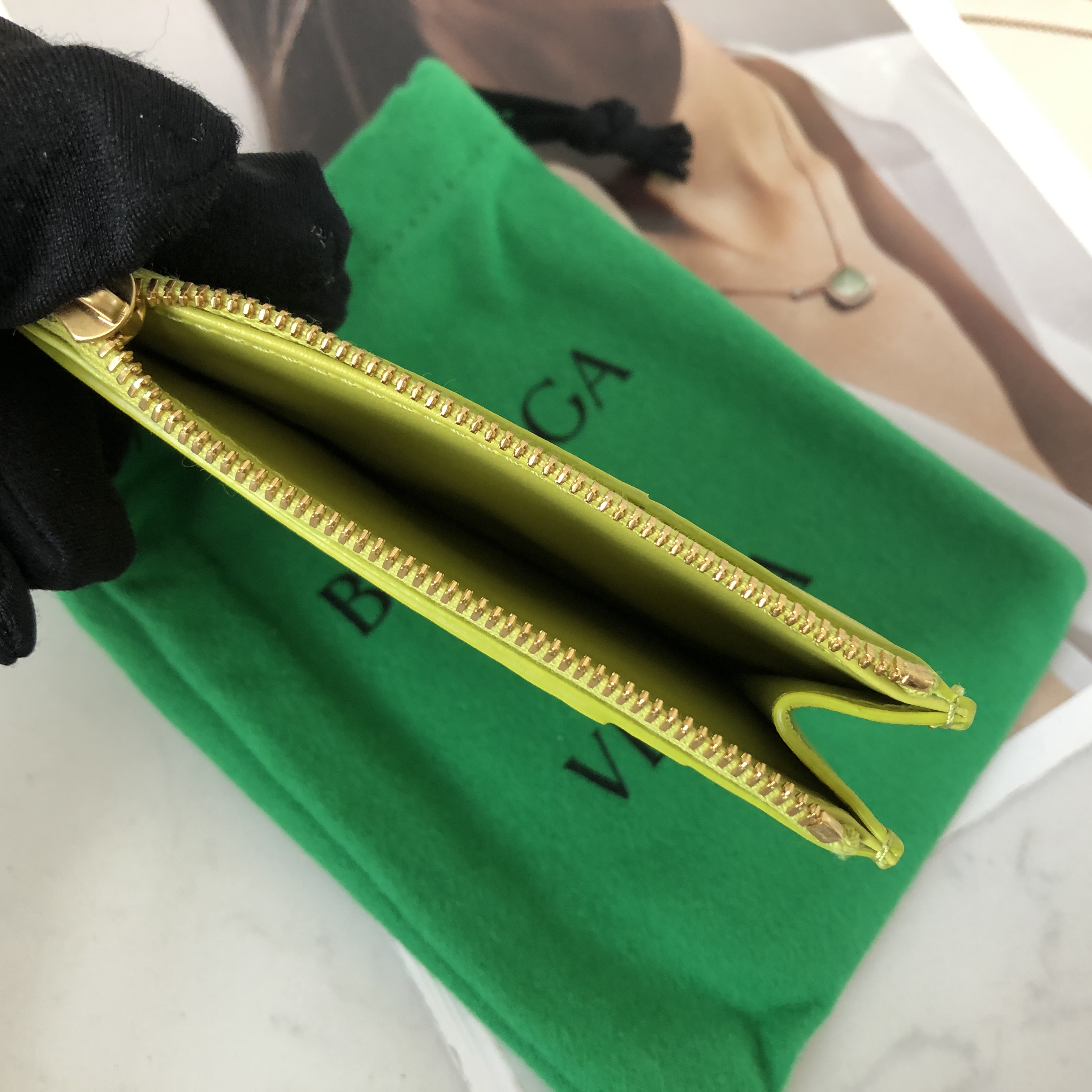 Bottega Veneta Card Case in Kiwi