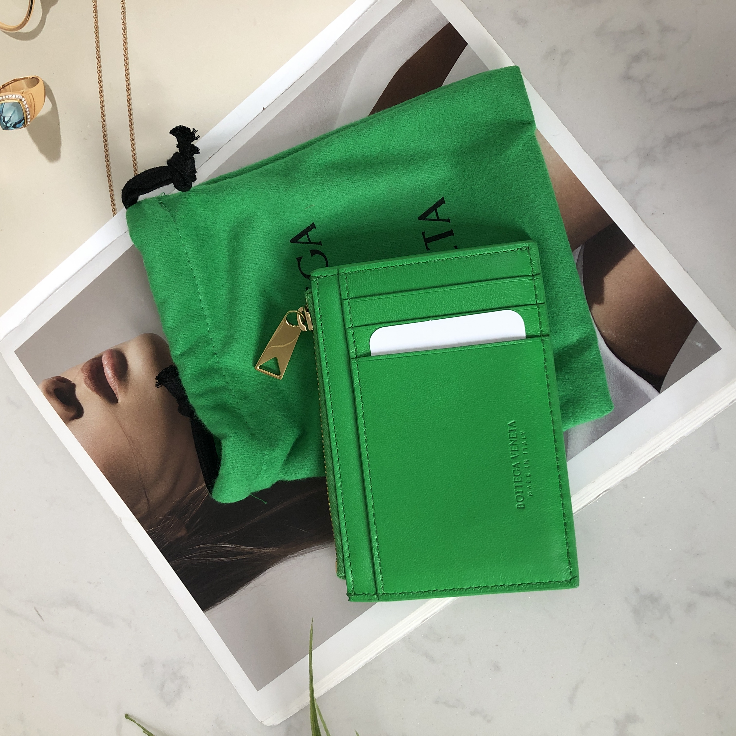 Bottega Veneta Card Case in Parrot Green