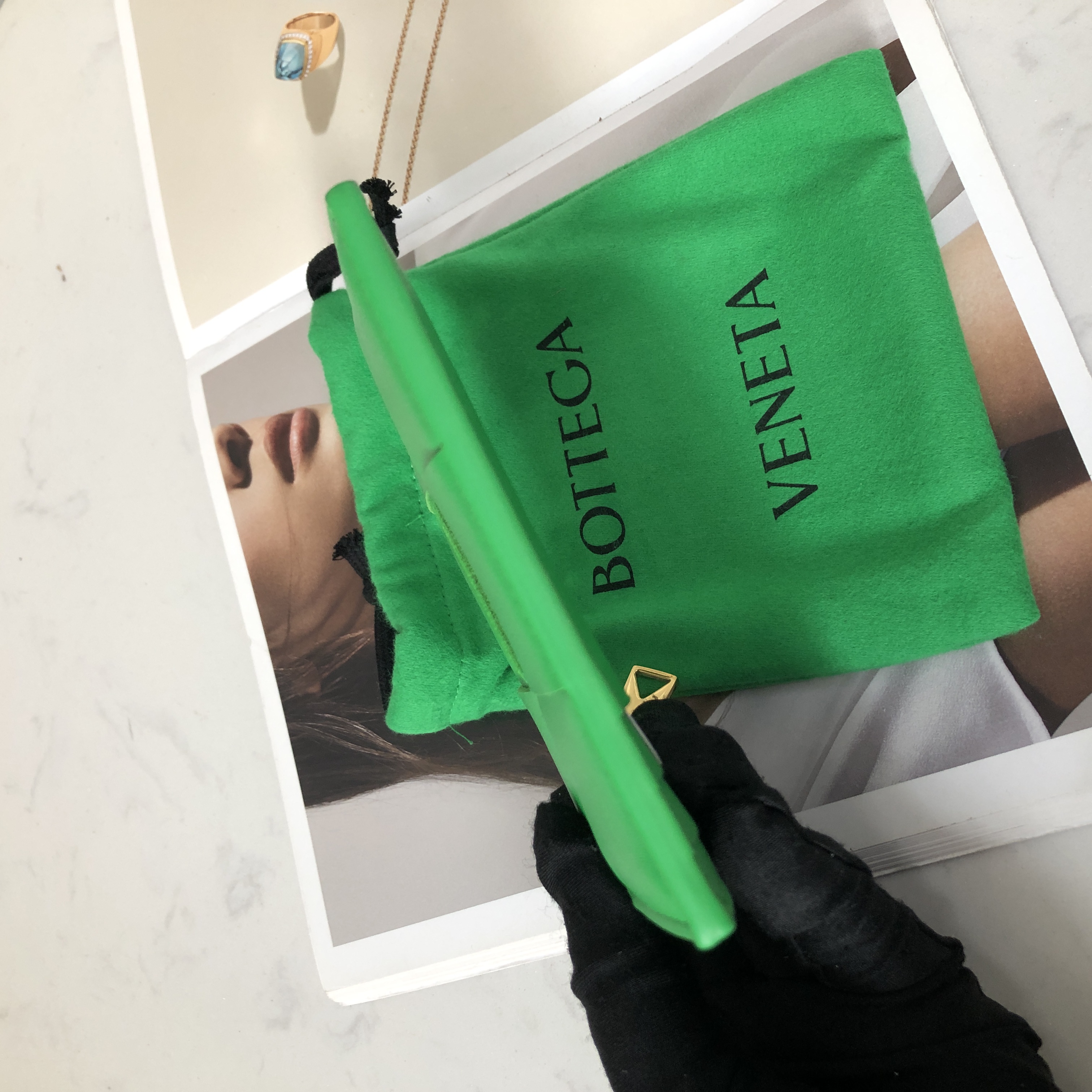 Bottega Veneta Card Case in Parrot Green