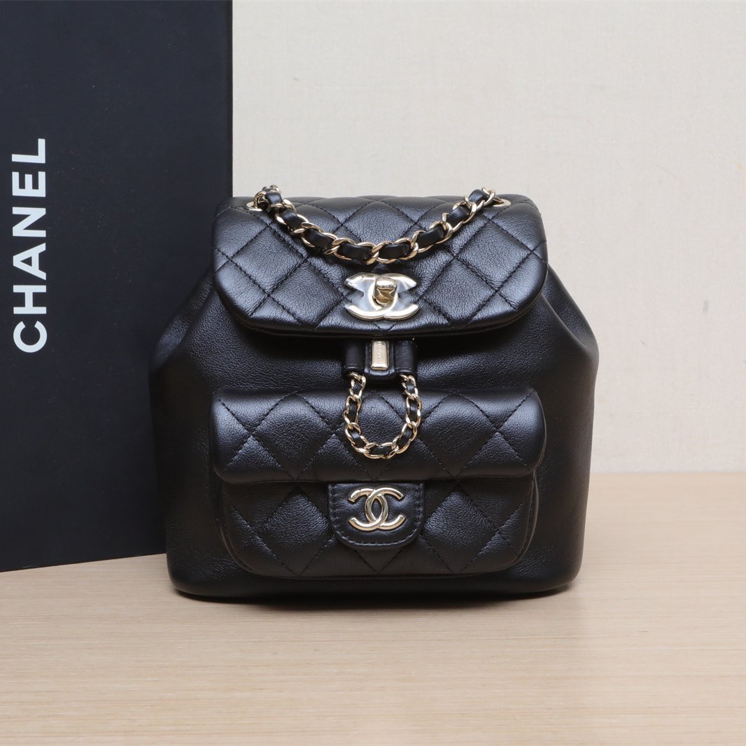*CHANEL 23C Duma Drawstring Flap Backpack with Single Pocket, Small Size, 18cm-Hana Vintage