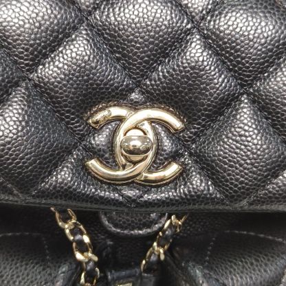 *CHANEL Duma Drawstring Flap Backpack Double Pocket Small 18cm-Hana Vintage
