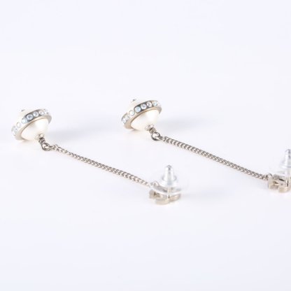 CHANEL 17K Double C Long Earrings Alloy-Hana Vintage