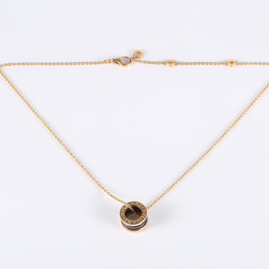 BVLGARI B.ZERO1 Coil Necklace 18K Rose Gold,Black Ceramic-Hana Vintage