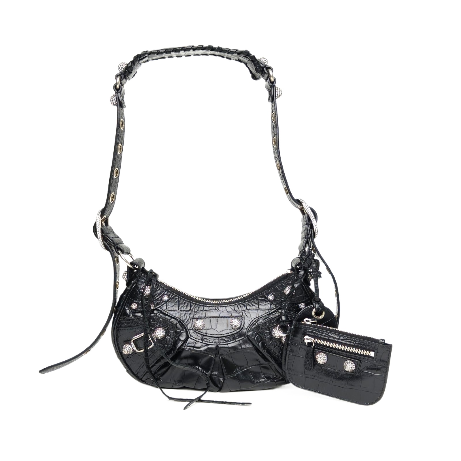 *BALENCIAGA Le Cagole Motorcycle Loop xs 25.9cm Crocodile Embossed-Hana Vintage